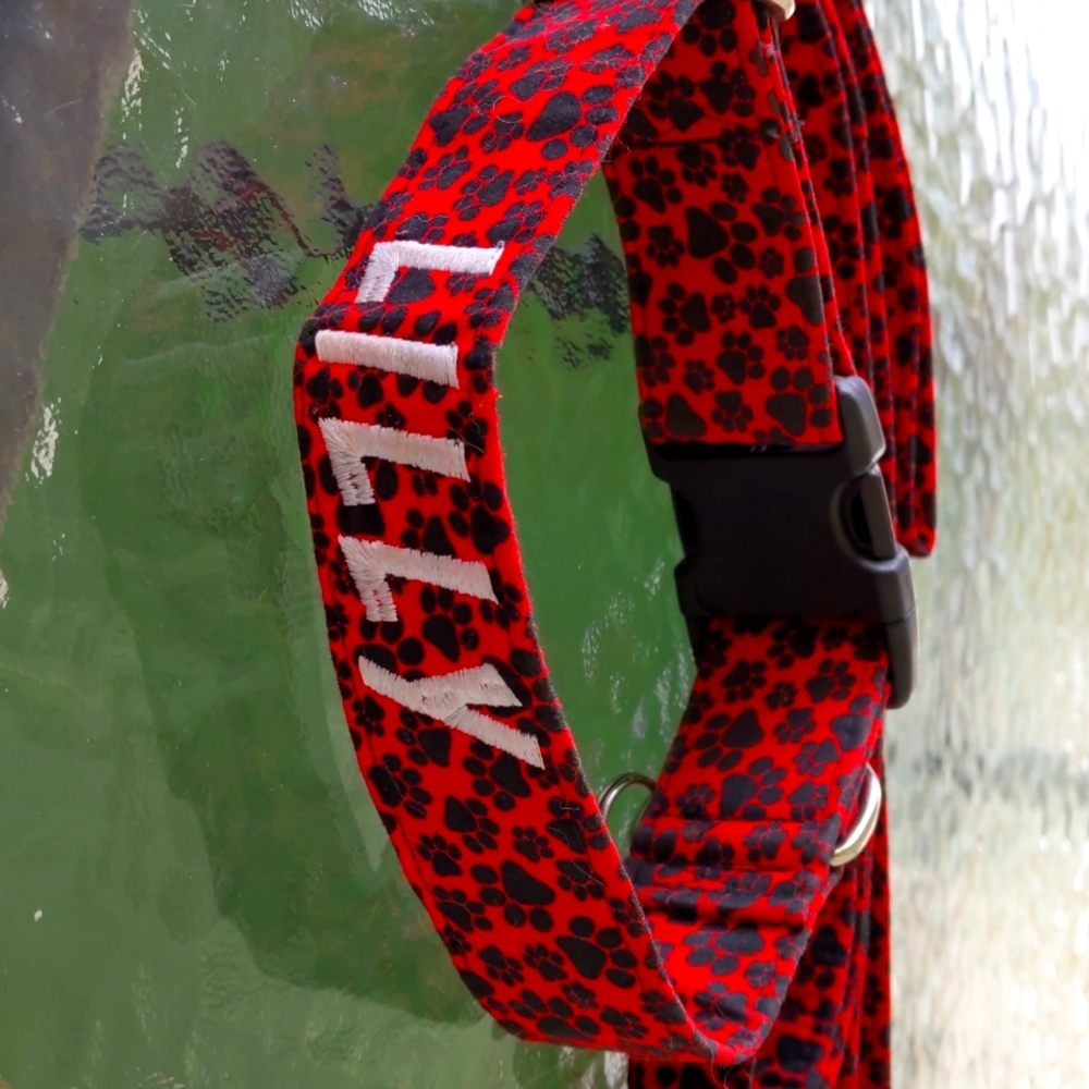 Custom Monogramed "Lilly" Dog Collar with matching leash